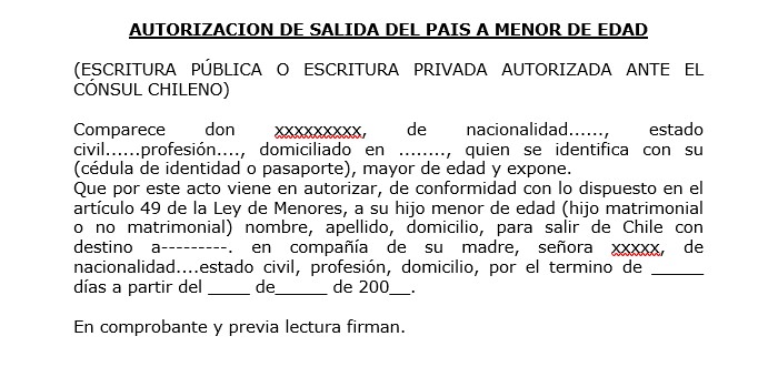 autorización de un menor de edad